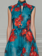 Elegant Floral High Neck Maxi Dress