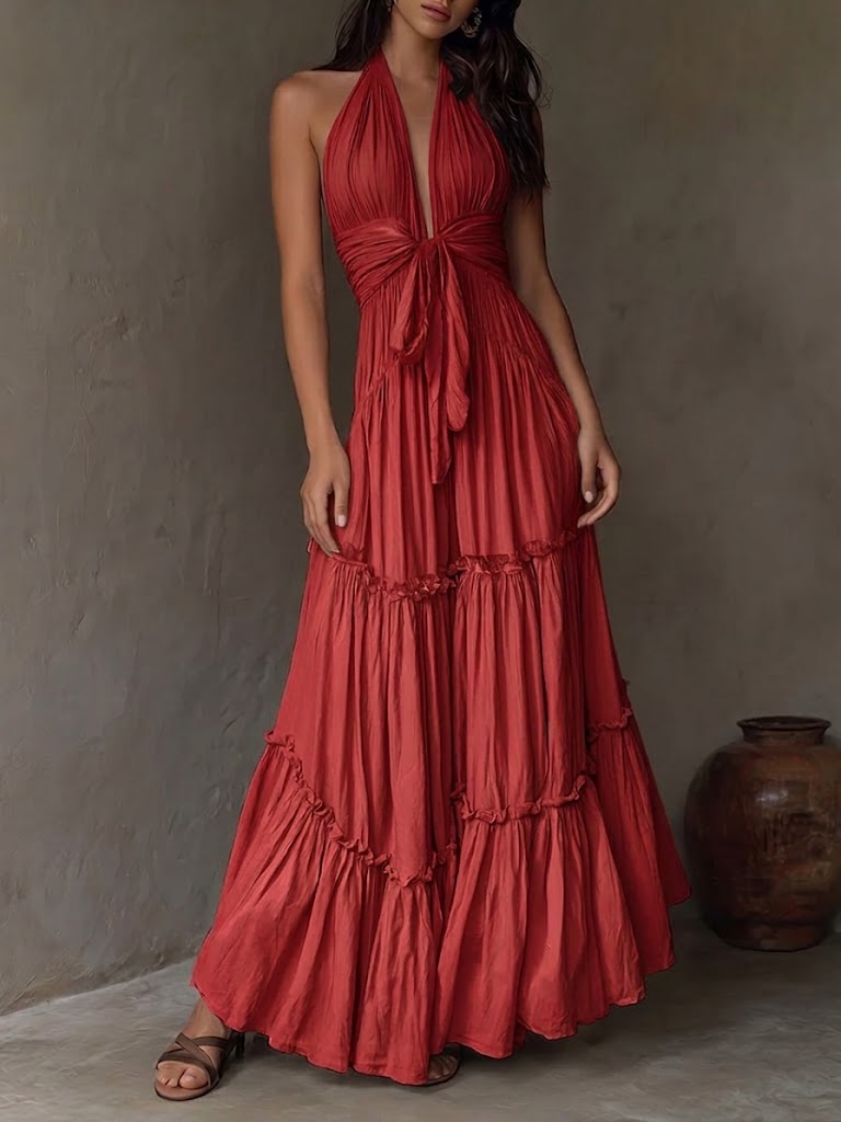 Bohemian Halter-neck Backless Maxi Dress