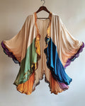 Summer comfortable handmade feather theme embroidery print gradient color cardigan 09b3