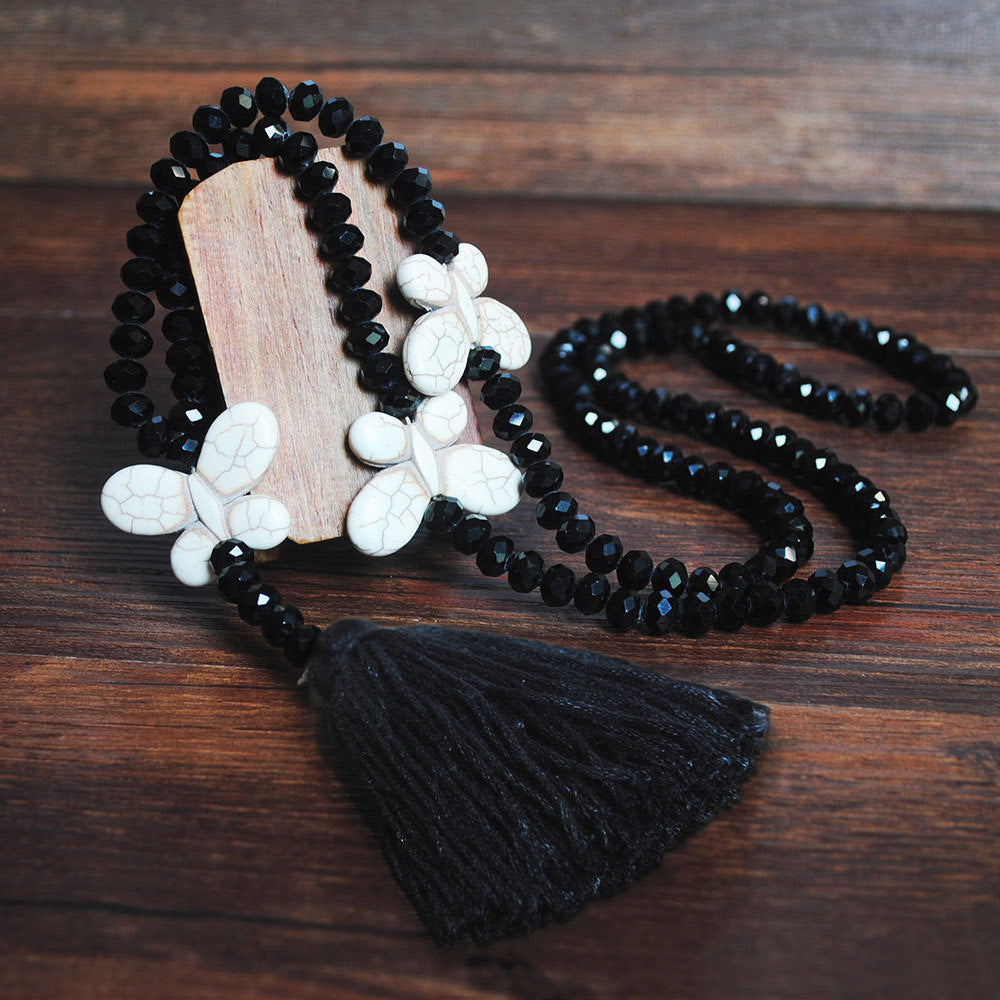 Color Crystal Necklace Female Long Sweater Chain Turquoise Butterfly Necklace Jewelry