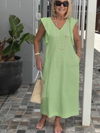 Casual Dress with Ruffle Sleeves,Back Adjustment Rope,Deep Pockets,Pure White Formal Dress, Evening Dress