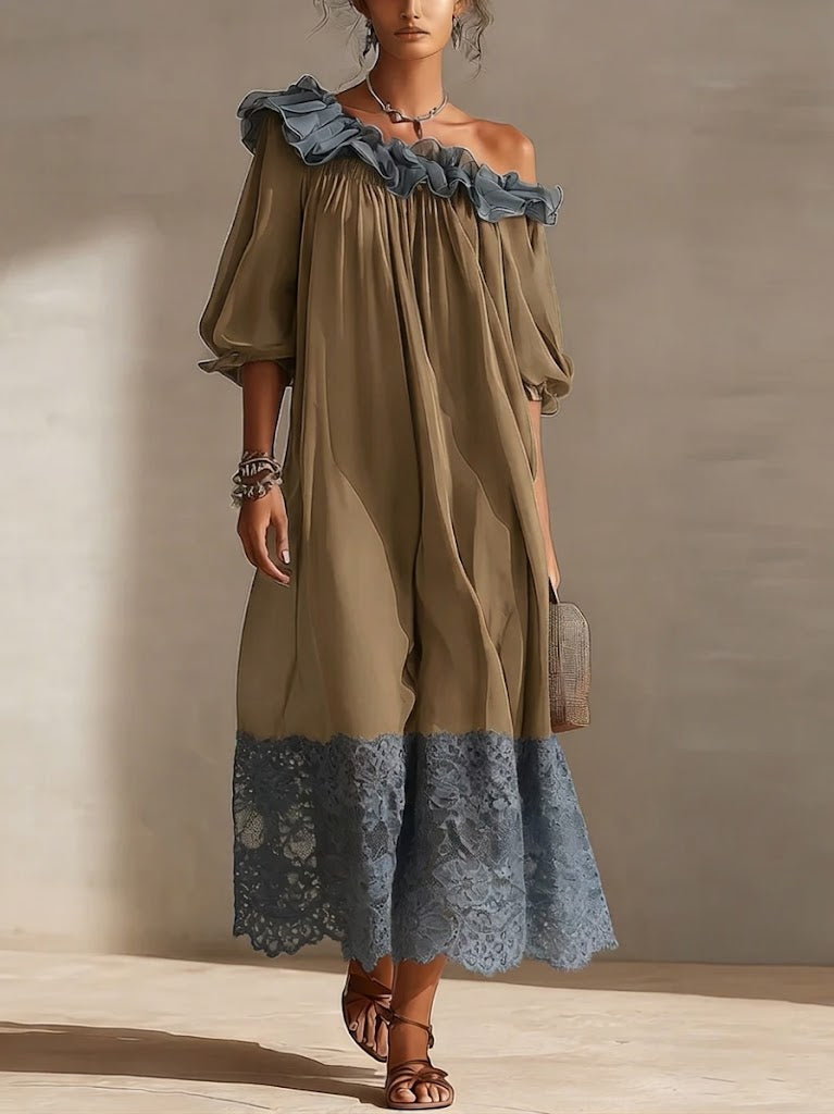 Stylish And Elegant Lace-paneled Dress
