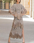 Embroidered Fringed Dress
