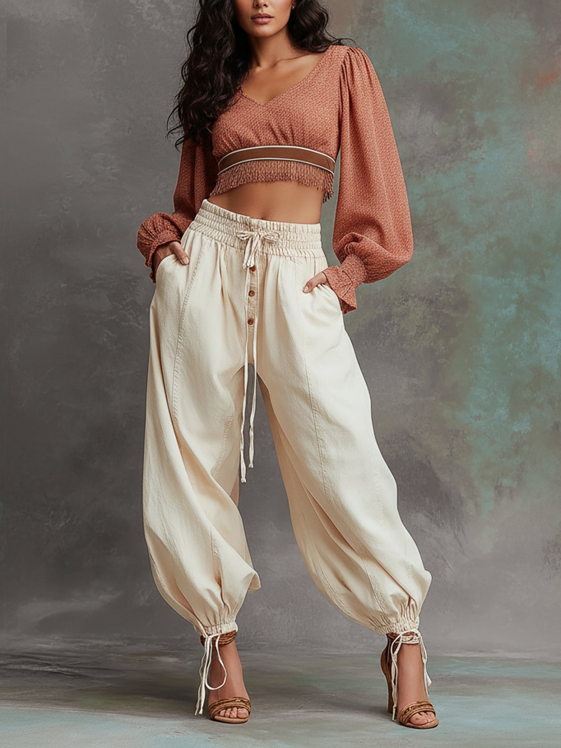 Casual Loose Fit Washed Denim Balloon Pants