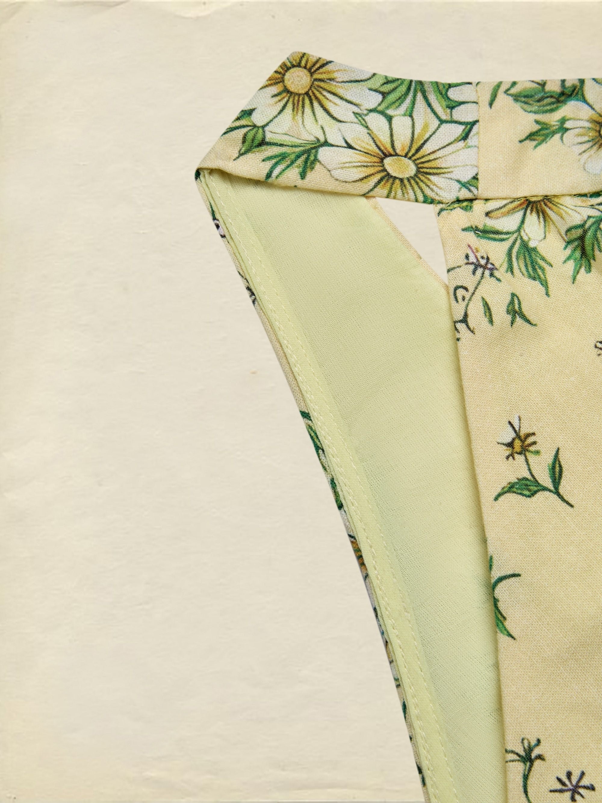 Maxi Cotton Dress, Sleeveless, V Neck, Floral, 3D Floral (Detachable), Vacation, Vintage, Yellow