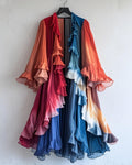 Color-Blocking Rainbow Ruffle Coat 38182