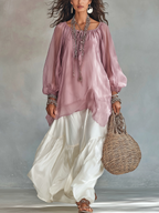 Bohemian Chiffon Top And Satin Skirt