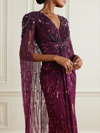 V-Neck Sequin Solid Color Maxi Dress