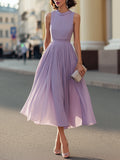Sleeveless Pleated Waist Midi Dress