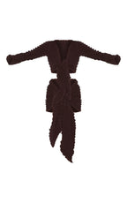 Chocolate Bubble Texture Tie Front Top And Sarong Beach Set
