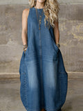Women's Sheeveless Casual Loose Denim Dress