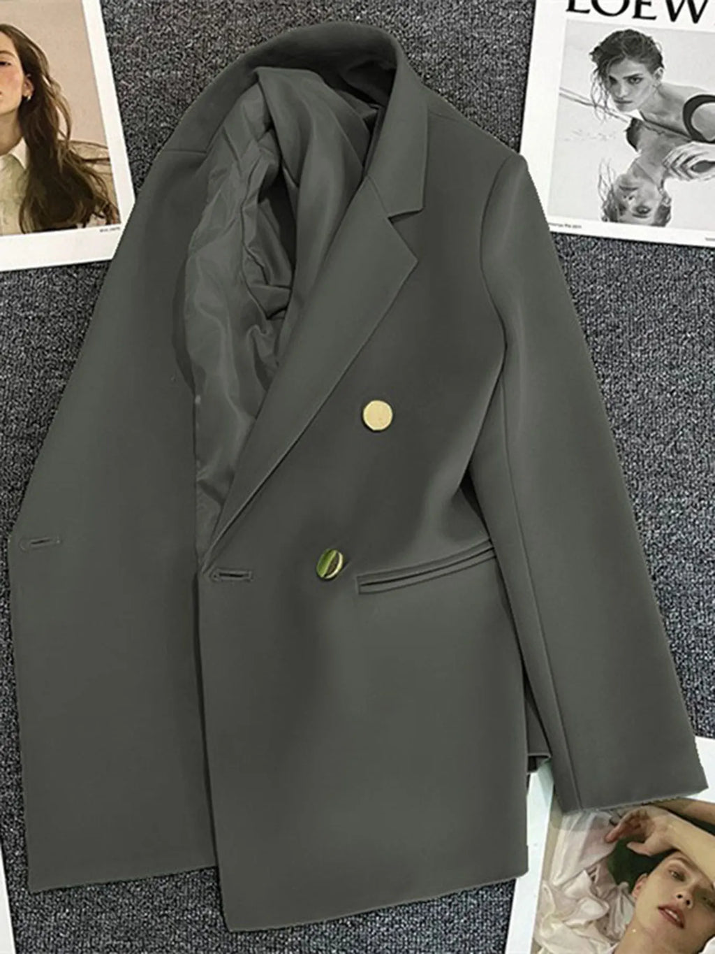 Classic Blazer Solid Color Leisure Cotton Coat for Women