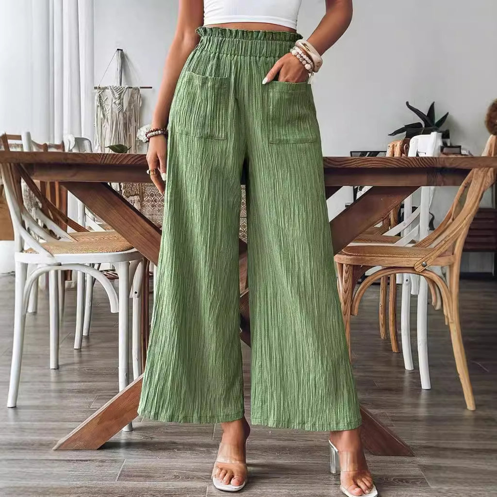 Solid Color Casual Straight-leg Pants