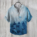 Manta Rays Art Print Linen Blend Casual Shirt