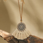 3pcs Boho Ethnic Long Sundry Colors Tassel Pendant Necklaces For Women Retro Rhinestone Drip Oil Alloy Necklace