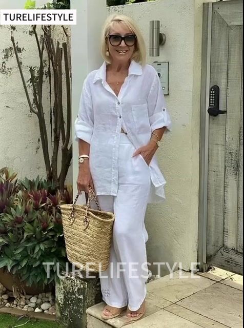 Cotton and Linen Two-piece Button Style Casual and Soft