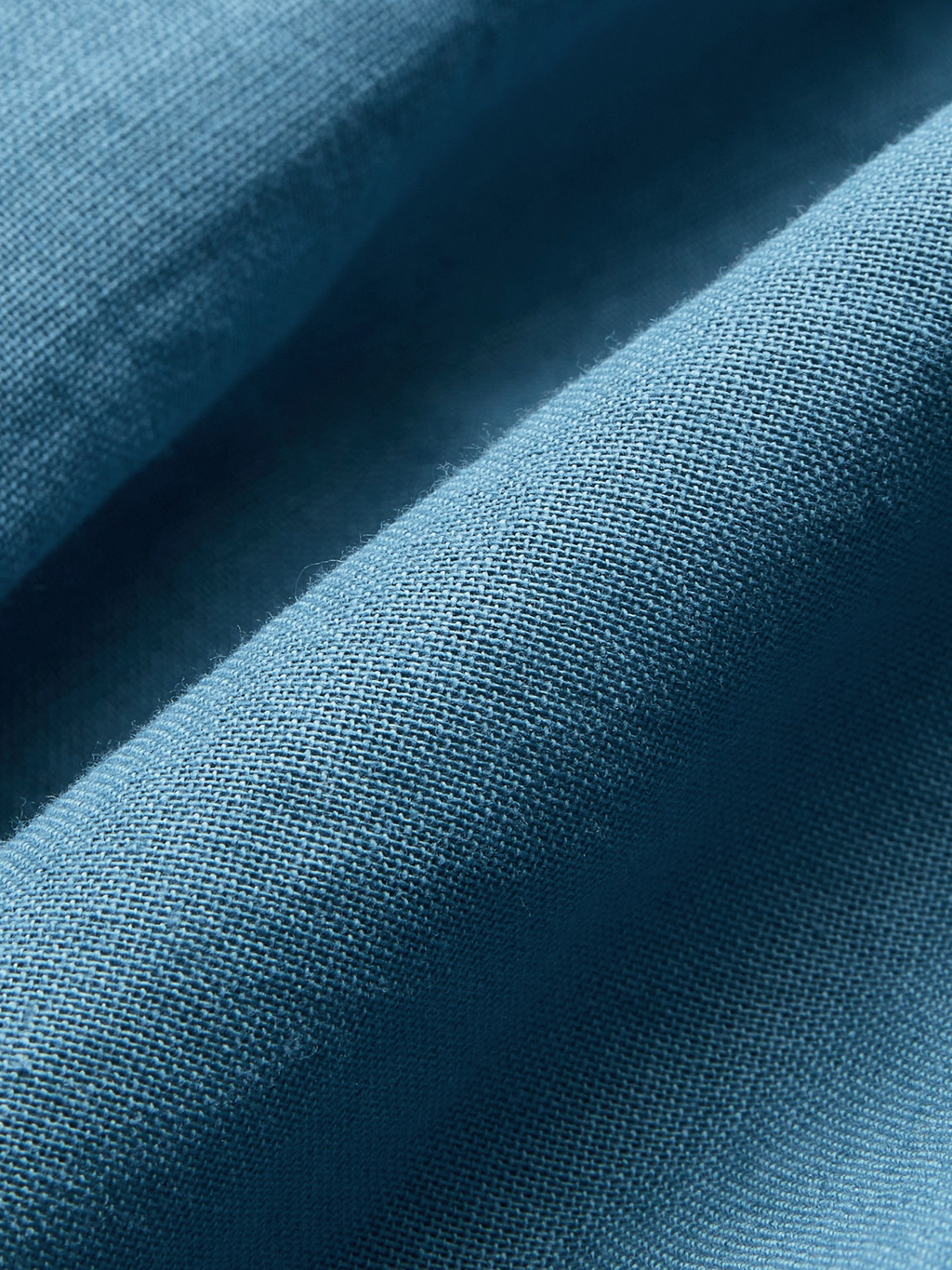 Maxi Linen Dress, Long Sleeve, Stand Collar, Button Down, Cottagecore, Linen Blend, Blue