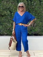 Cotton and Linen Two-piece Button Style Casual and Soft