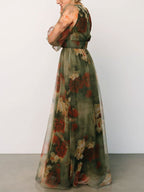Oil Painting Printed Mesh Women's Dress