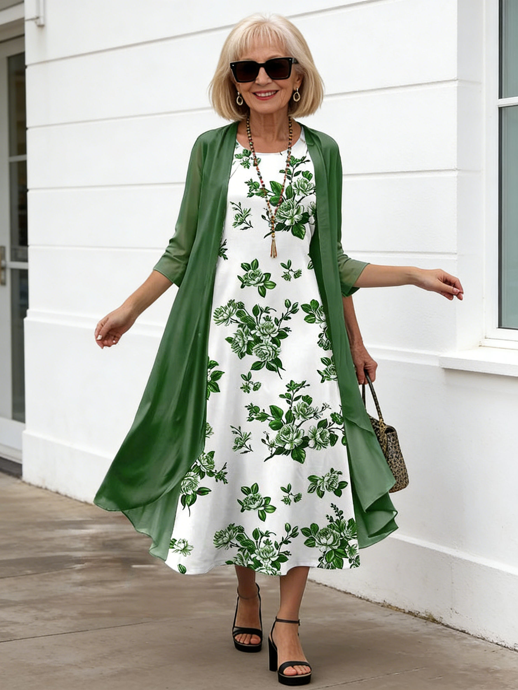 2Pcs Stylish and Elegant Chiffon Dress Two-piece Set