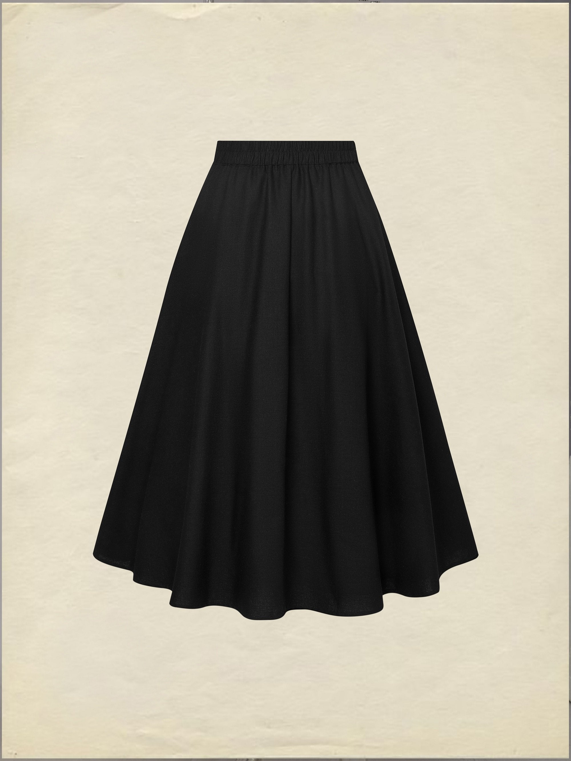 Midi Linen Skirt Set, Long Sleeves, Lapel Collar, Plain, Button Design, Vintage, White