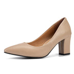 High Heels Women's Pointed Head Shallow Mouth Single Shoes Matte Leather Black Thick Heels