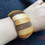 Rustic Bohemian 3-Piece Jewelry Set, Vintage Wooden Necklace, Earrings, and Bracelet Combo, Ethnic Style Wooden Accessory Kit for Women