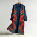 Men's Japanese Dragon Art Print Linen Long Kimono