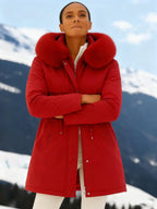 Outfits Cotton-padded Jacket Medium and Long, Large Fur Collar, Down Cotton-padded Jacket, Down Cotton-padded Jacket.