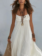 Bohemian Off-white Floral Maxi Dress