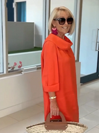 Cotton Pile Collar 3/4 Sleeve DressCottonPile Collar 3/4 Sleeve Dress