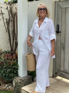 Cotton and Linen Two-piece Button Style Casual and Soft