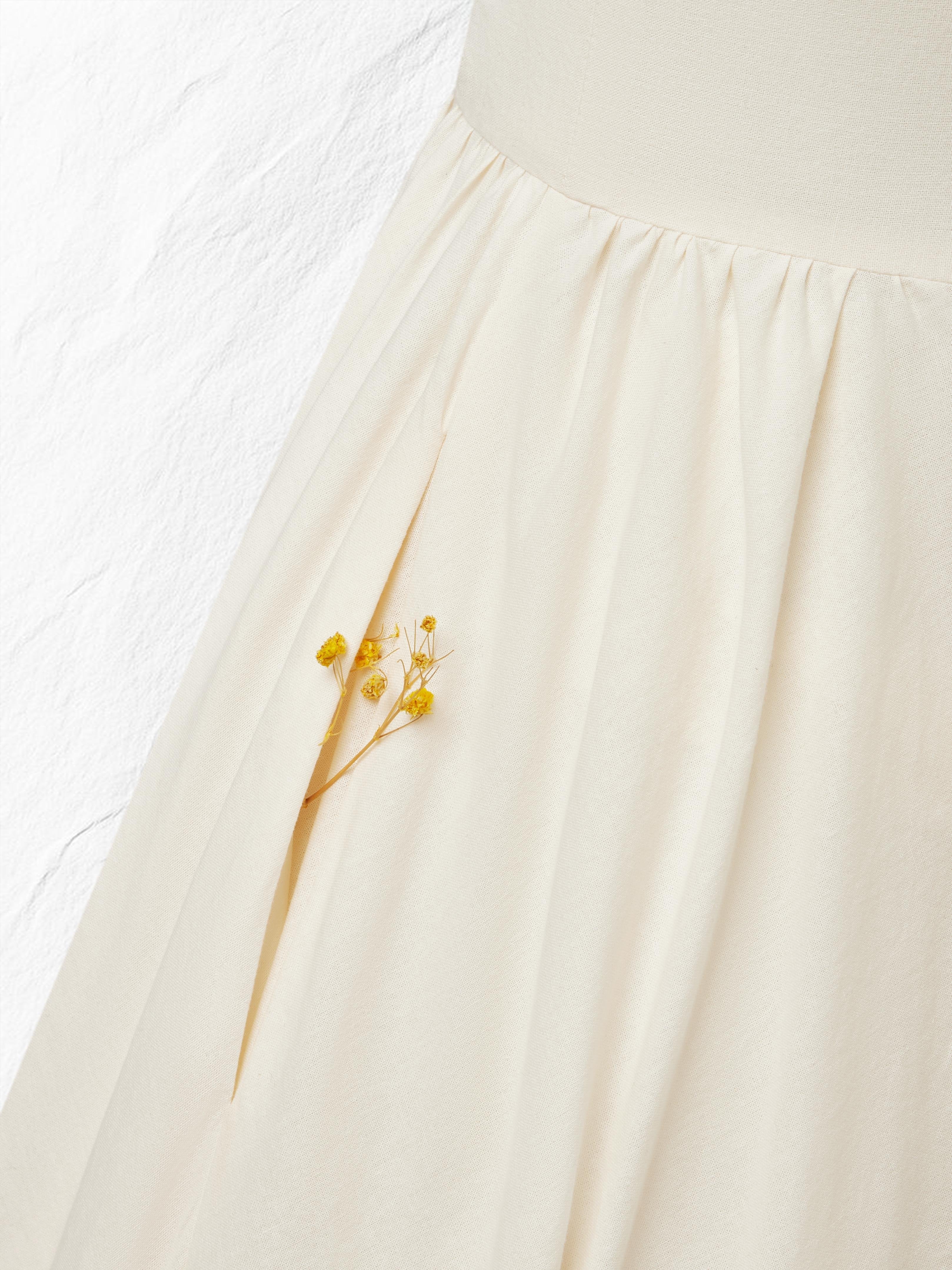 Maxi Linen Dress, Sleeveless, Sweetheart Neckline, Plain, Lace, Vintage, White