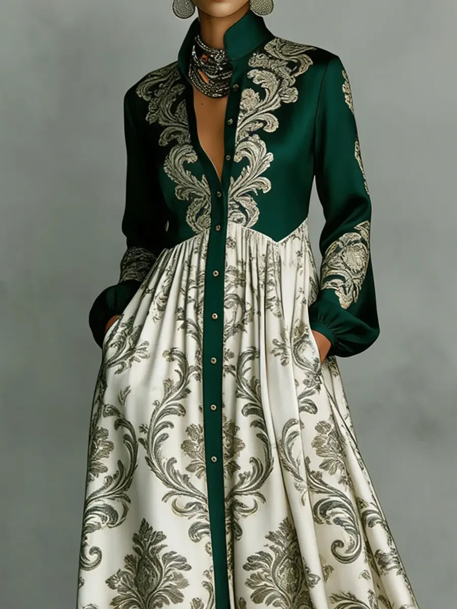 Women's Retro Ethnic Floral Art Elegant Romantic Casual Vacation Maxi Dress