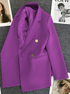 Classic Blazer Solid Color Leisure Cotton Coat for Women