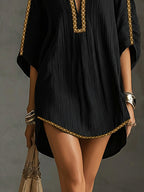Black Deep V-Neck Mini Dress