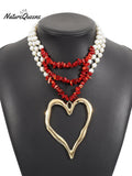 Bohemian Multi-layered Large Heart Beaded Necklace