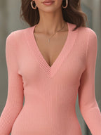Sweetheart Ruffle Hem Ribbed Knit Mini Dress