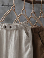 Women's Solid Color Simple Versatile Loose Casual Cotton And Linen Pants
