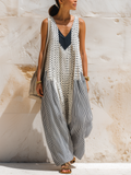 Black & White Mixed Print Sleeveless Wide-Leg Jumpsuit