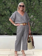 Cotton and Linen Two-piece Button Style Casual and Soft