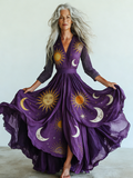 Embroidered Retro Loose Embroidered Printed Contrast Color Dress2880