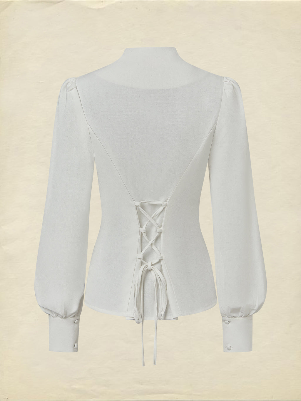 Linen Shirt, Long Sleeves,  Plain, Lace, French Vintage, White