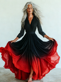 Embroidered Retro Loose Embroidered Printed Contrast Color Dress3963