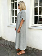 Cotton and Linen Embroidered Split Dress