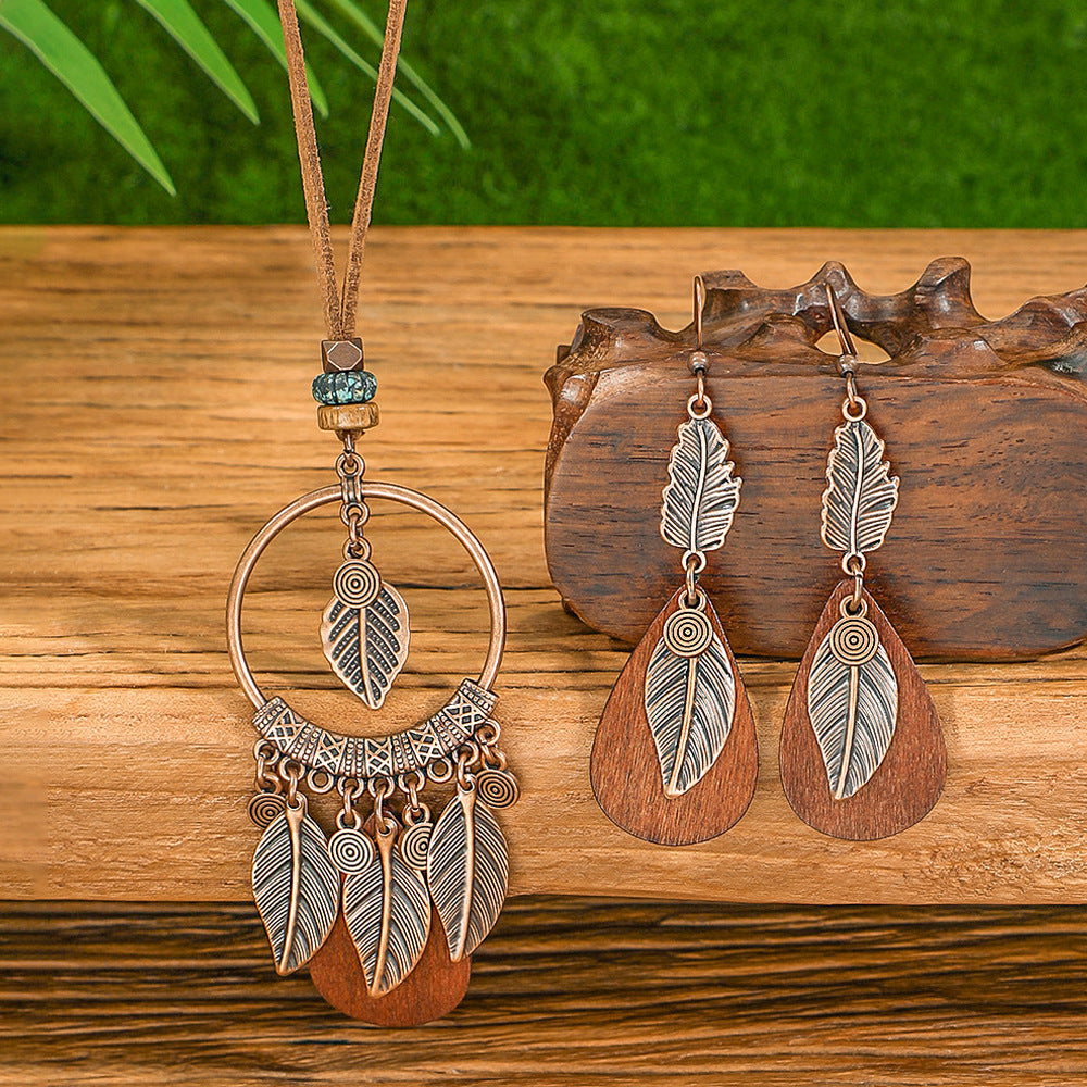 3pcs Boho Ethnic Long Sundry Colors Tassel Pendant Necklaces For Women Retro Rhinestone Drip Oil Alloy Necklace