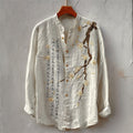 Japanese Plum Blossom Calligraphy Linen Shirt