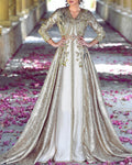 Women's V Neck Embroidered Kaftan Dress