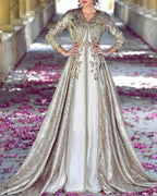Women's V Neck Embroidered Kaftan Dress