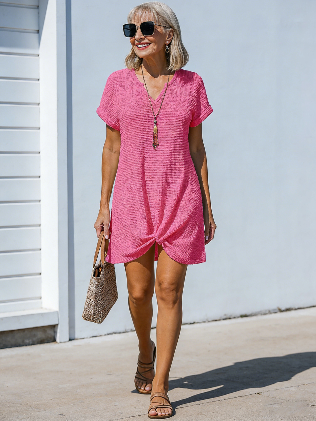 Beach Skirt Blouse Spring Summer V-Neck Twist Dress Beach